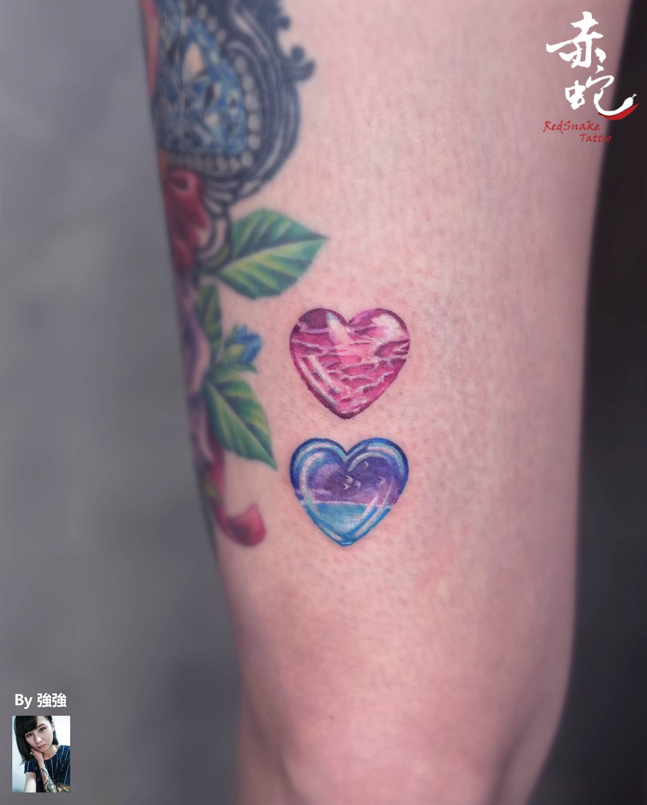 強強 台中女刺青師 寫實 / 腳 / 彩色 刺青作品 RedSnake Tattoo
