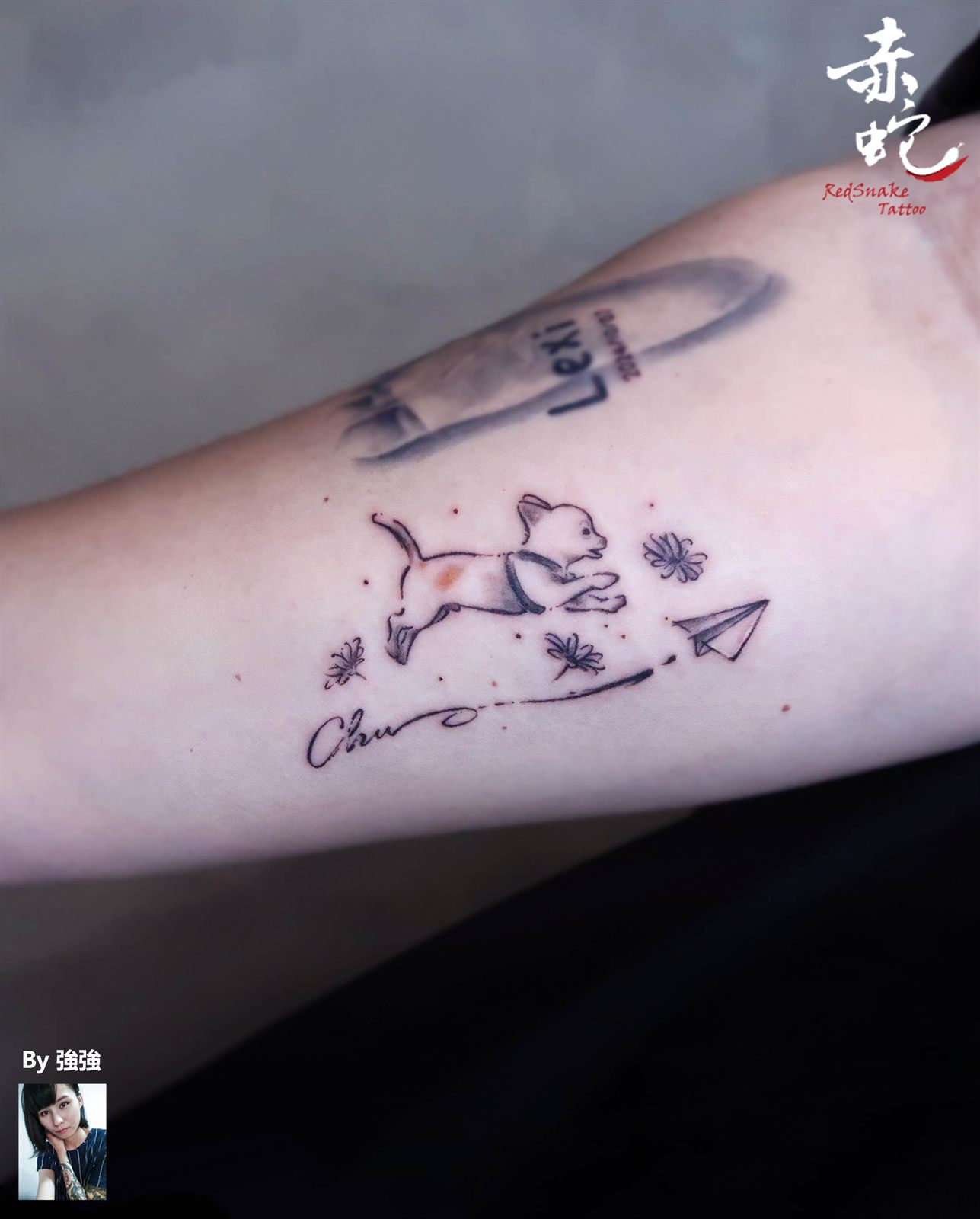 強強 台中女刺青師 插畫 / 手 / 半彩 刺青作品 RedSnake Tattoo