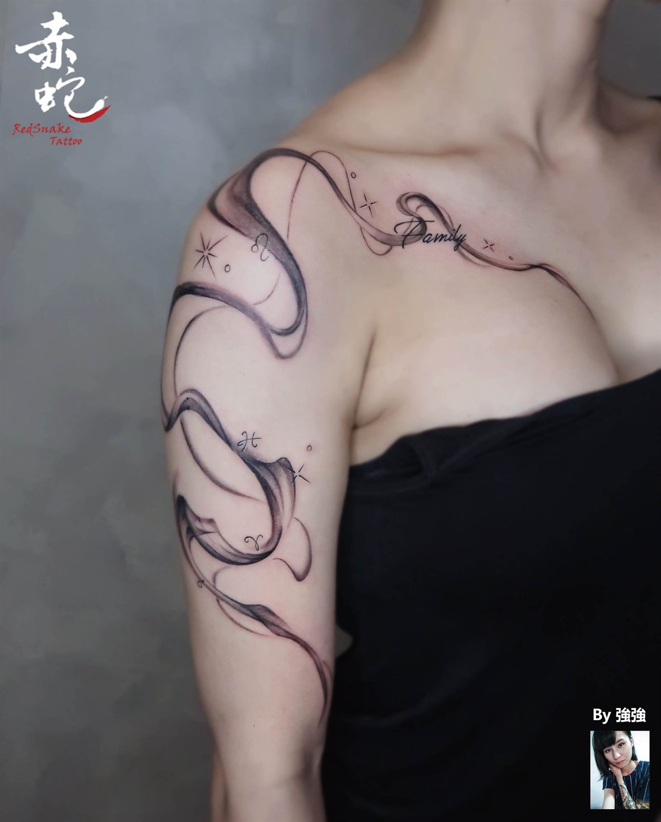 強強 台中女刺青師 插畫 / 手 / 黑白 刺青作品 RedSnake Tattoo