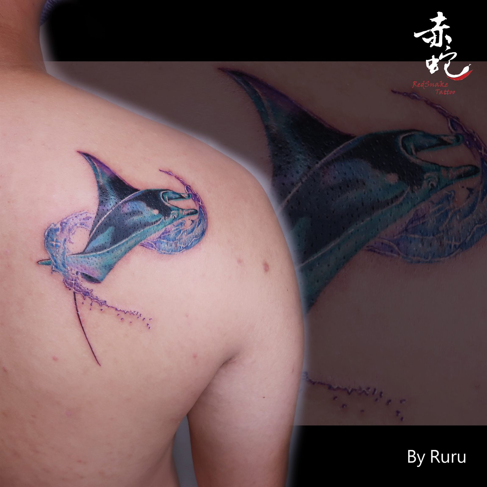 RURU 台中女刺青師 背部 / 插圖 刺青作品 RedSnake Tattoo