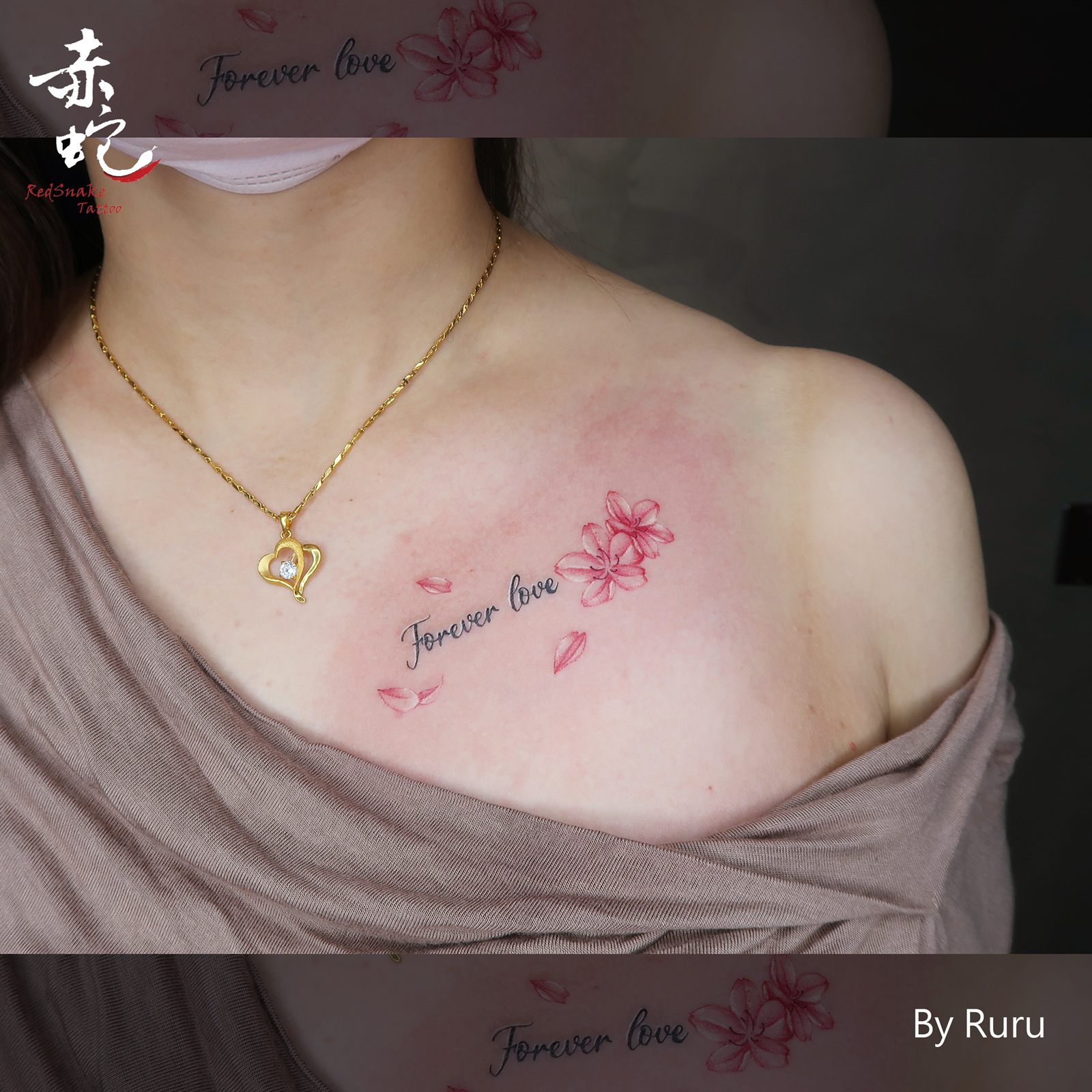 RURU 台中女刺青師 插圖 / 胸 刺青作品 RedSnake Tattoo