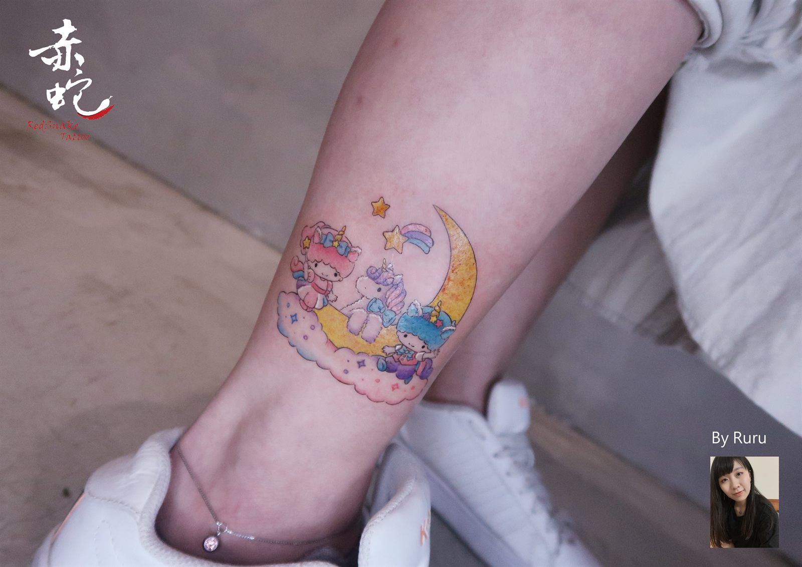 RURU 台中女刺青師 腿 / 插圖 刺青作品 RedSnake Tattoo