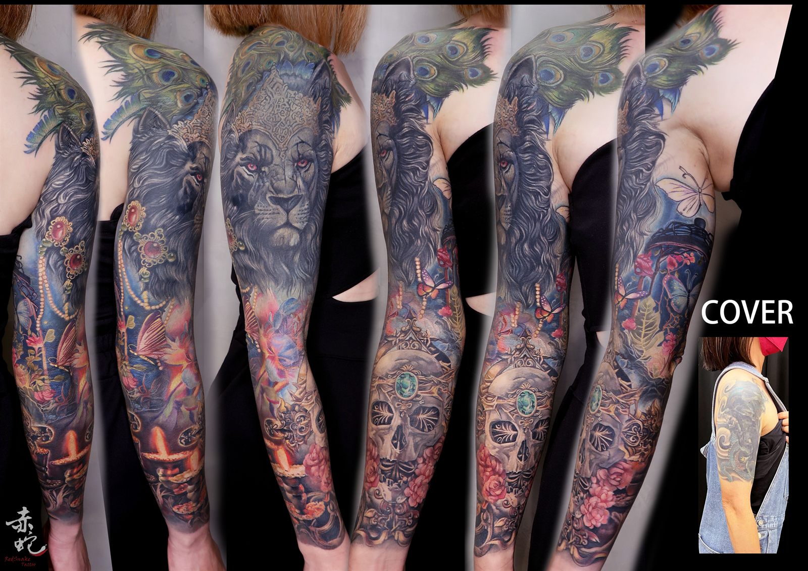小YU 台中女刺青師 寫實 / 獅子 / 彩色 刺青作品 RedSnake Tattoo