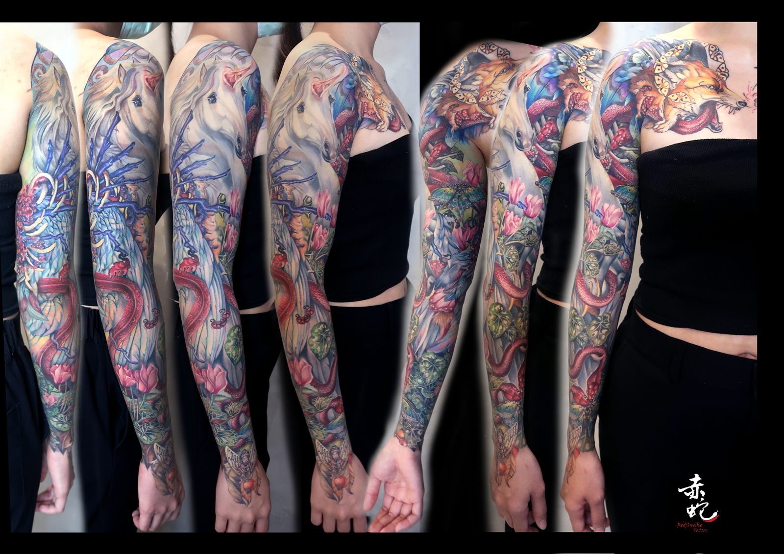 小YU 台中女刺青師 寫實 / 獨角獸 / 彩色 刺青作品 RedSnake Tattoo