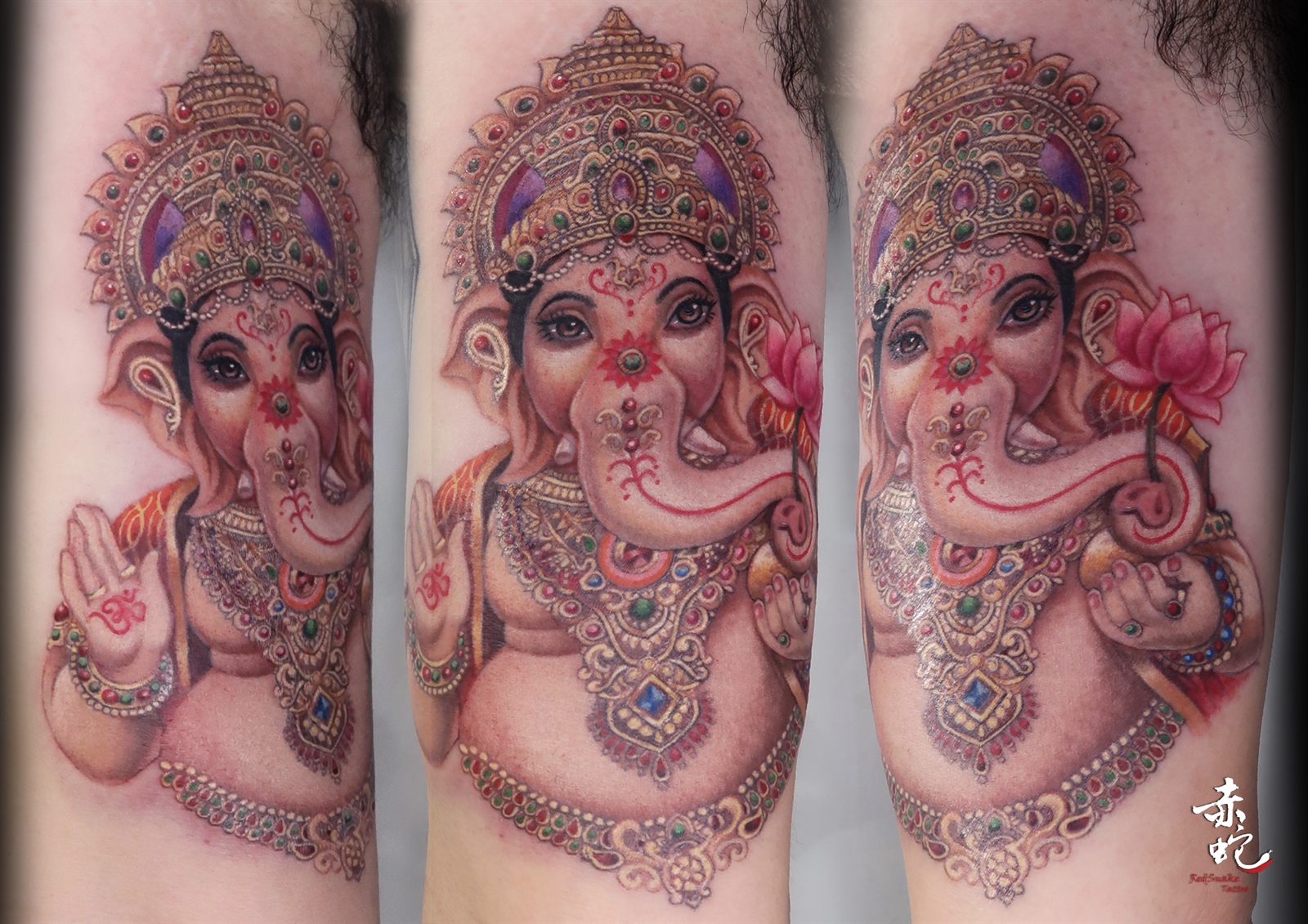 小YU 台中女刺青師 寫實 / 象神 / 彩色 刺青作品 RedSnake Tattoo