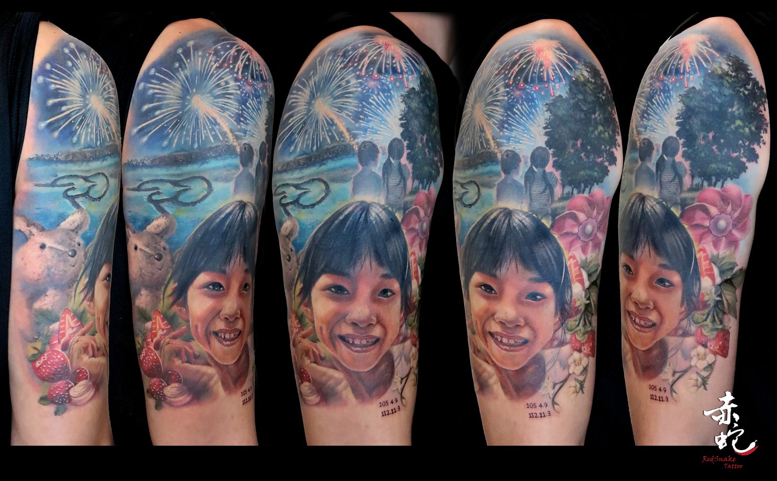小YU 台中女刺青師 寫實 / 女兒 / 彩色 刺青作品 RedSnake Tattoo