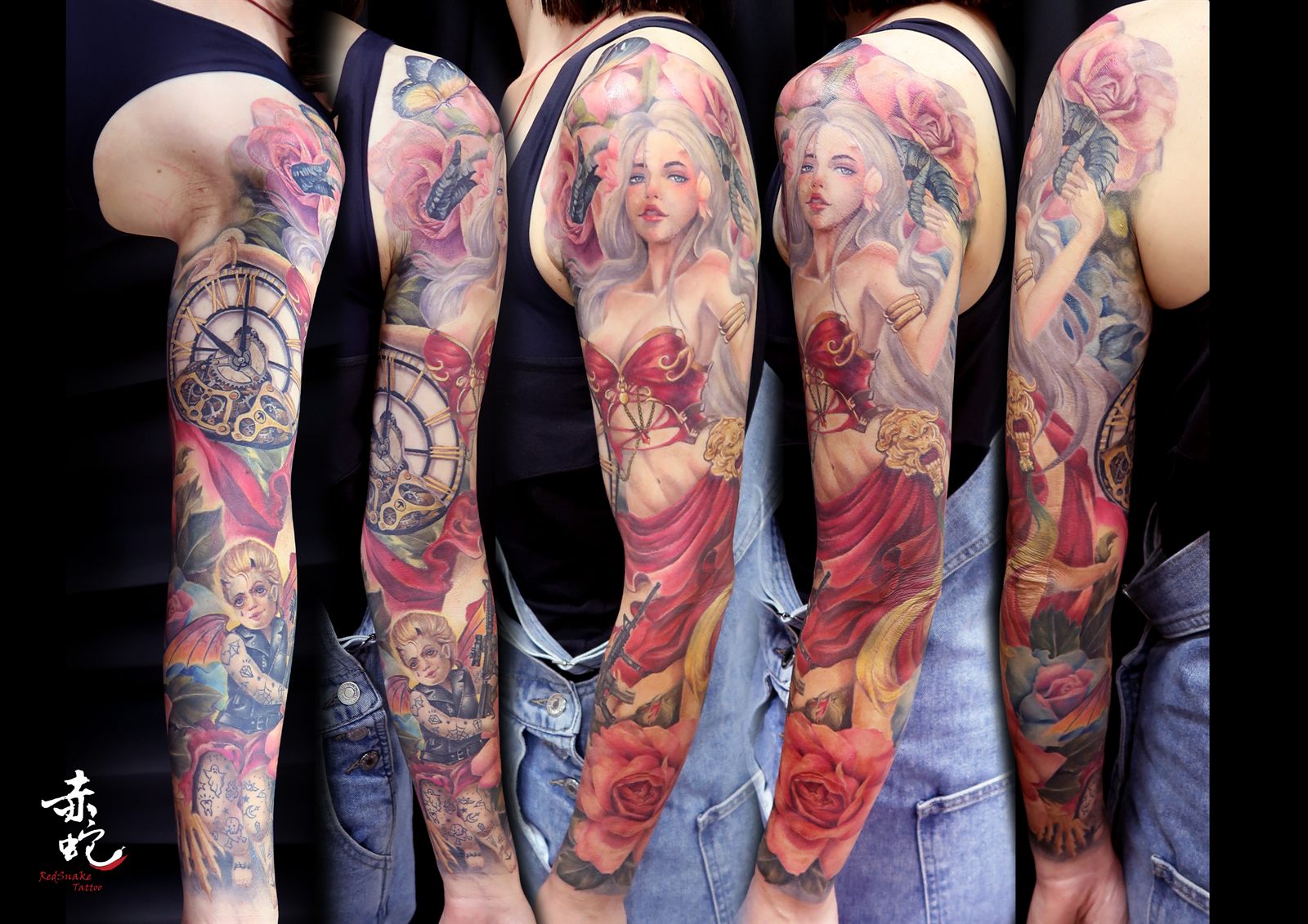 小YU 台中女刺青師 金牛 / 玫瑰 / 彩色 刺青作品 RedSnake Tattoo