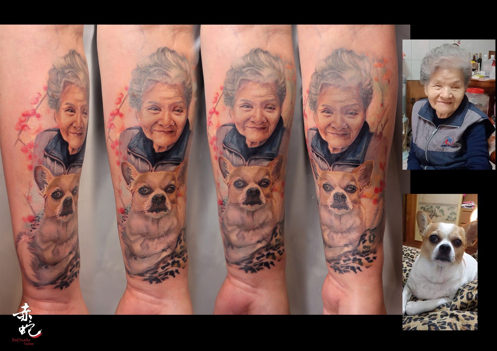 小YU 台中女刺青師 肖像 / 寵物 / 彩色 刺青作品 RedSnake Tattoo